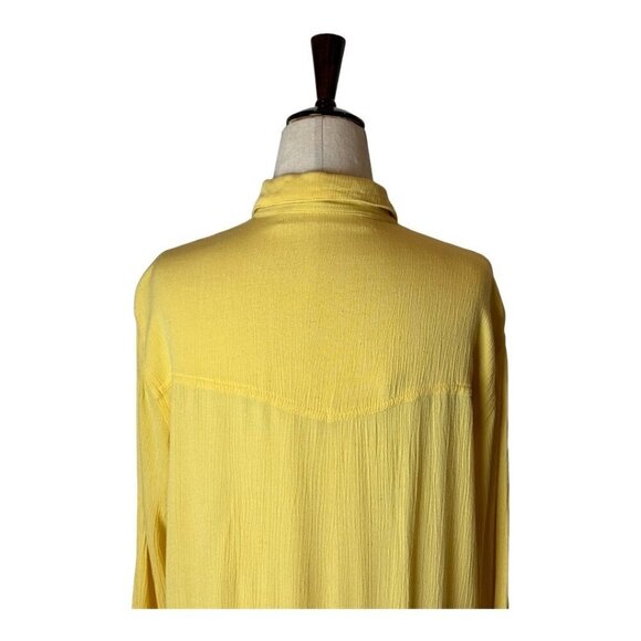Jens Pirate Booty‎ Dress Women Large Yellow Sunshine Crinkle Ipanema Shirt Midi - Picture 5 of 10